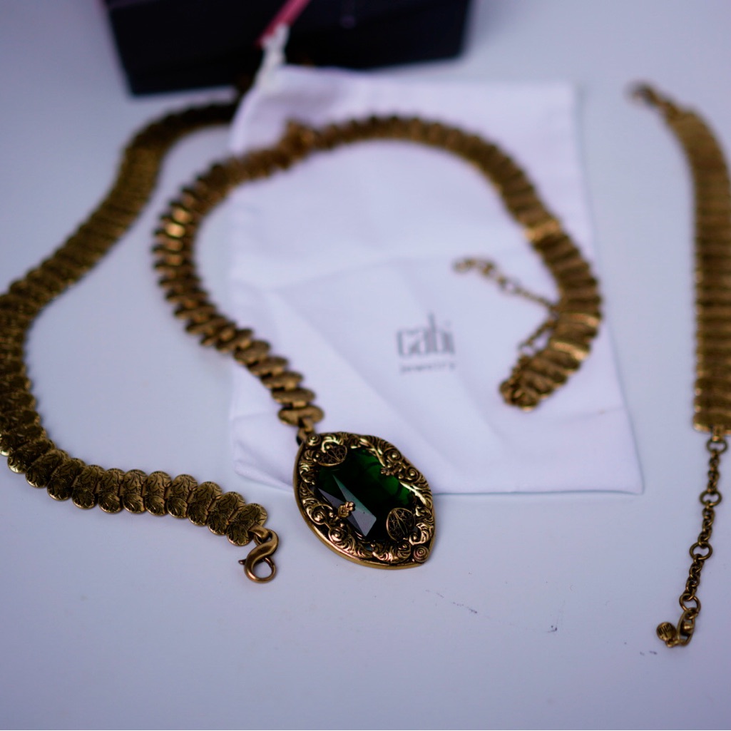 Cabi Gold And Green Statement Necklace